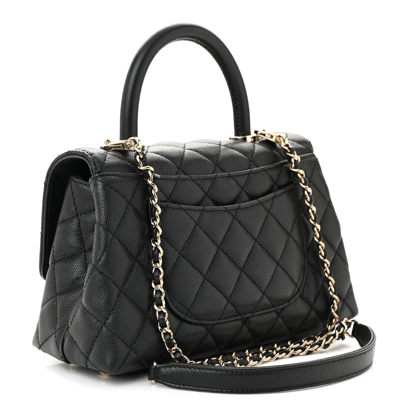 Caviar Quilted Mini Coco Handle Flap Black