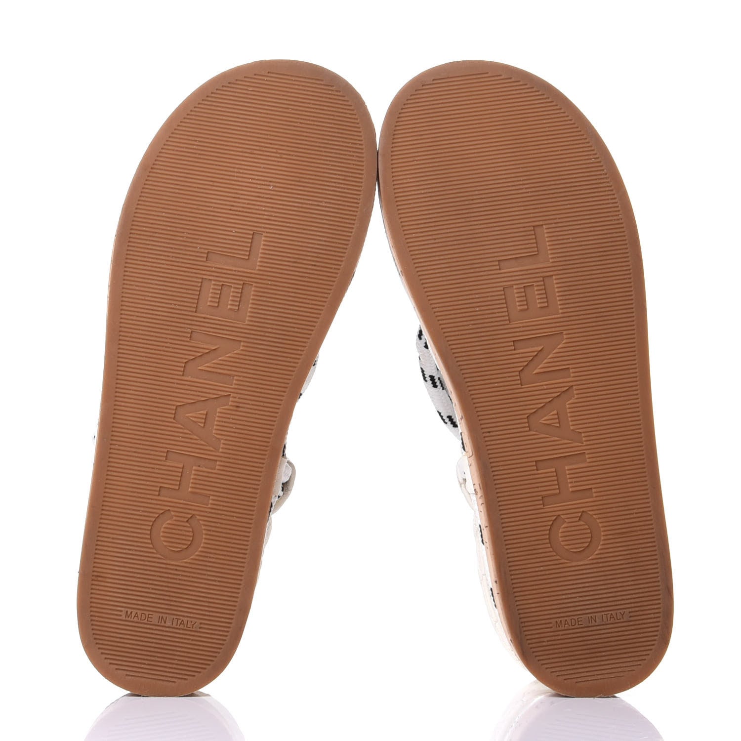 Chanel Cord Lambskin Quilted Logo Sandals 38 White Black 13 of 19