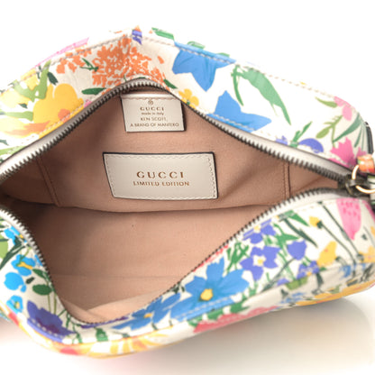 Gucci X KEN SCOTT Calfskin Matelasse Floral Print Small GG Marmont Chain Shoulder Bag Ivory Pink 4 of 4