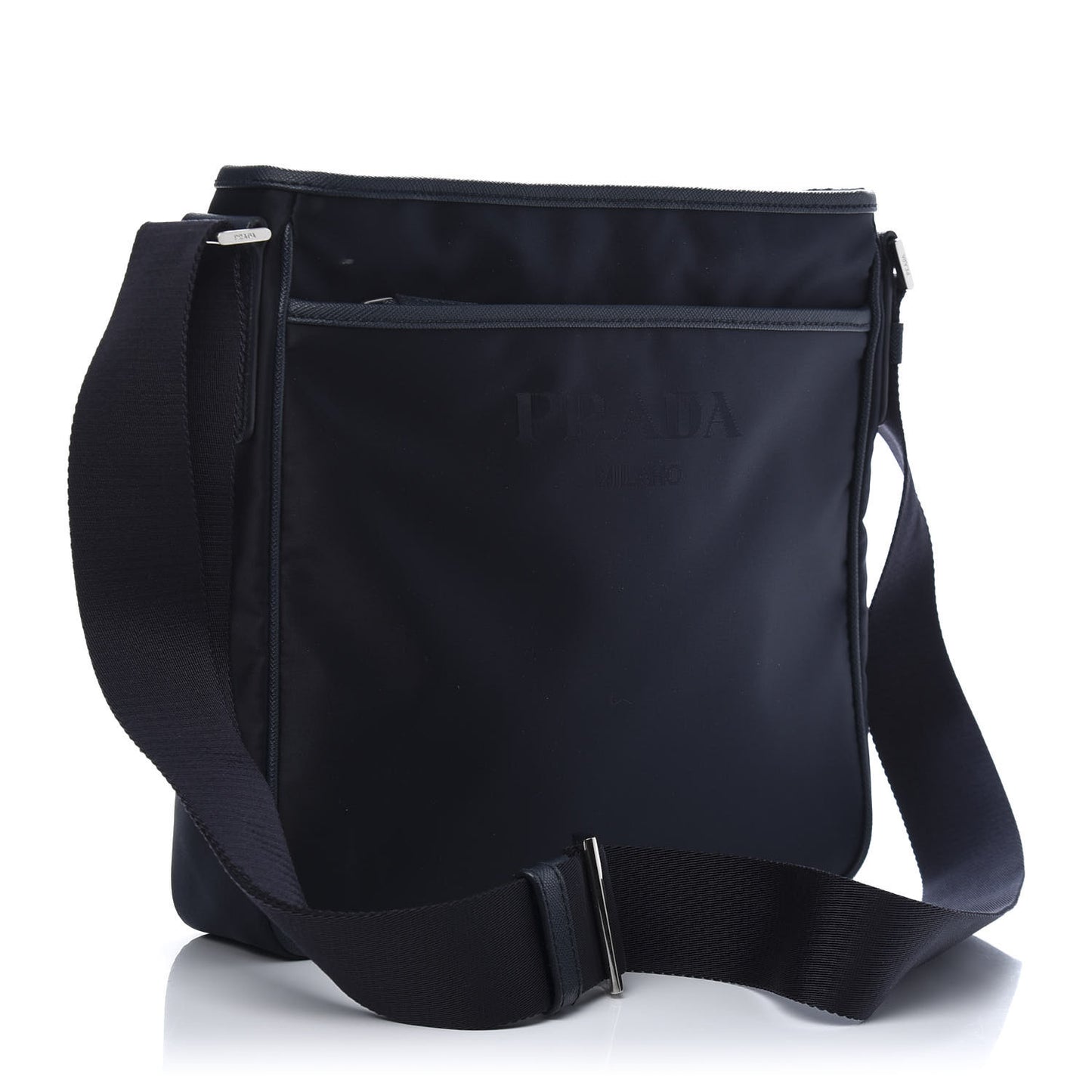 Tessuto Nylon Saffiano Flat Messenger Bag Baltico