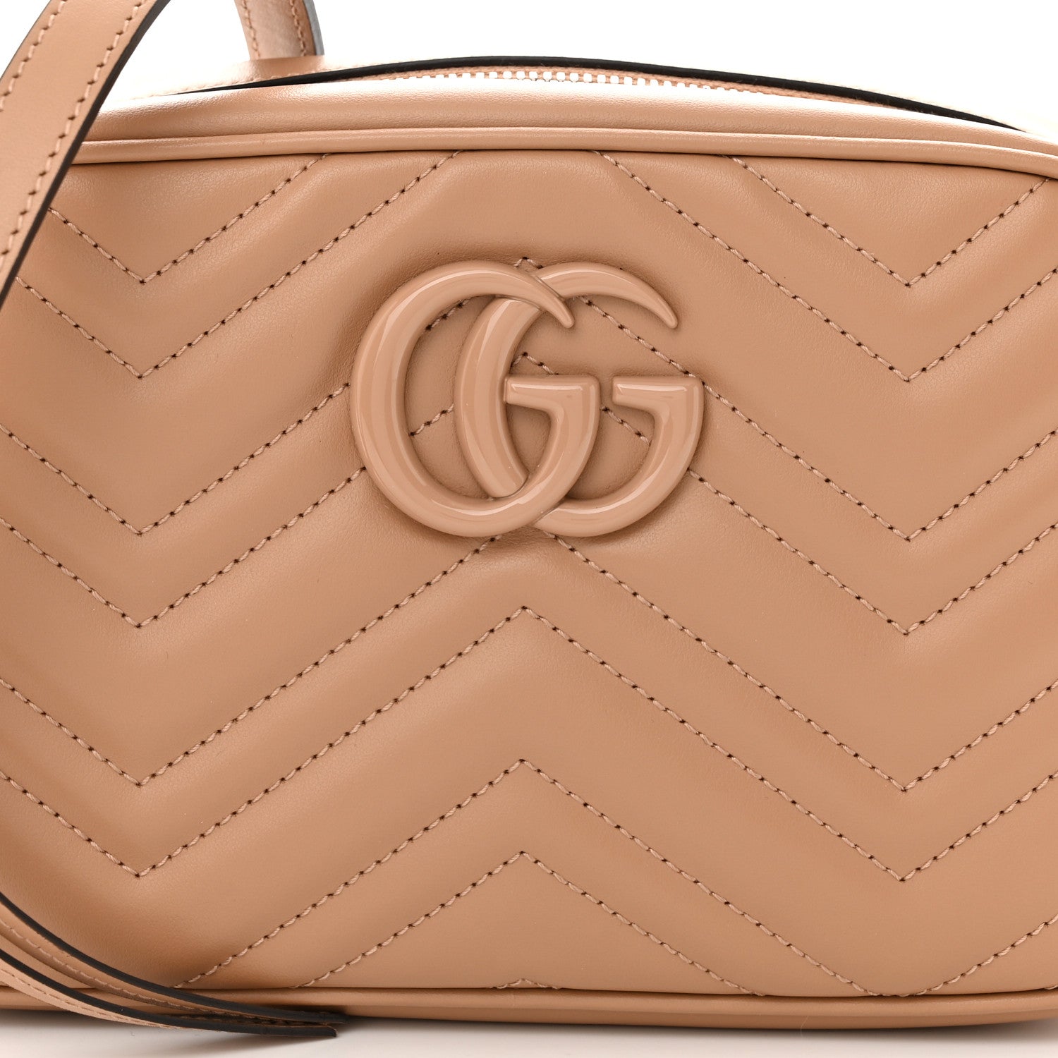 Gucci Calfskin Matelasse Monochrome Small GG Marmont Chain Shoulder Bag Camelia 8 of 11