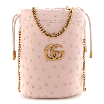Gucci Ostrich Mini GG Marmont 2.0 Bucket Bag Light Pink 1 of 12