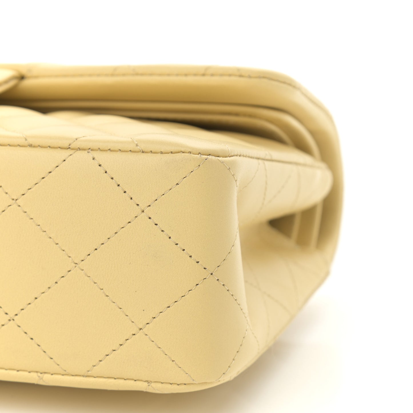Lambskin Quilted Small Double Flap Yellow