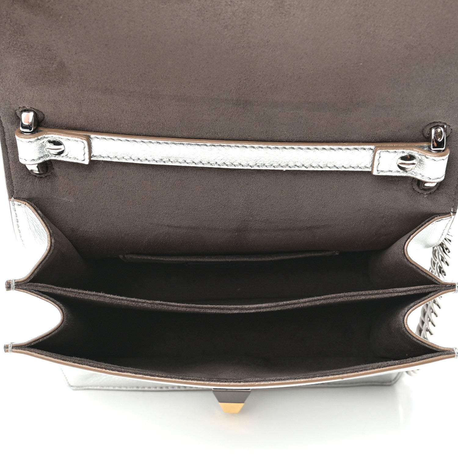 Fendi Vitello Catalan Mirror Scalloped Multi Studded Small Kan I Shoulder Bag Argento 5 of 9