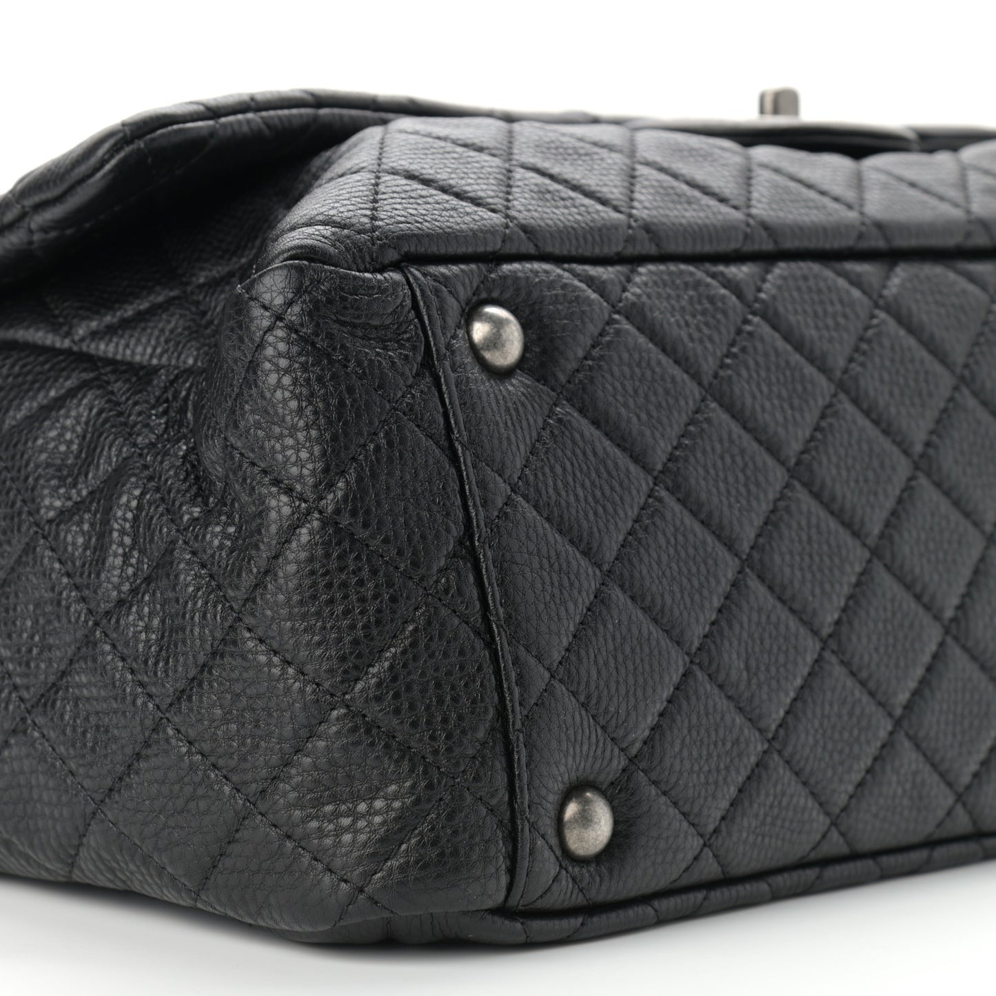 Calfskin Quilted XXL Travel Flap Bag Black