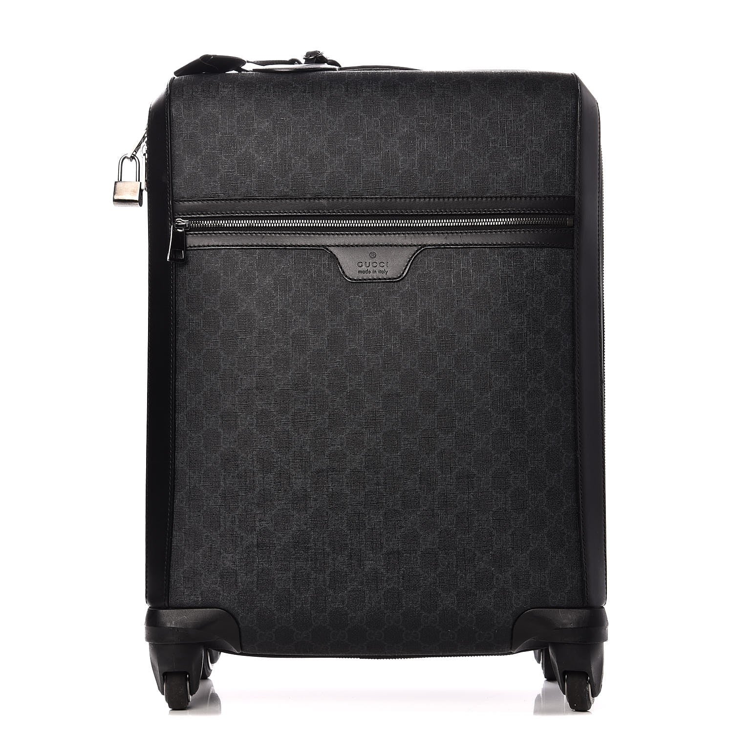 Gucci GG Supreme Monogram Four Wheel Carry On Suitcase Black Grey 1 of 11