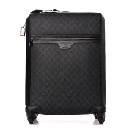 Gucci GG Supreme Monogram Four Wheel Carry On Suitcase Black Grey 1 of 11