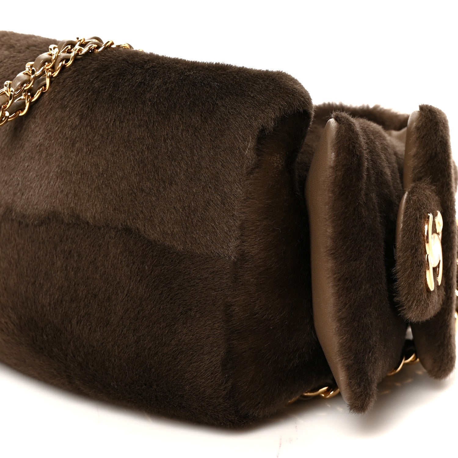 Chanel Pony Hair Mini Chanel 25 Handbag Dark Khaki 18 of 19