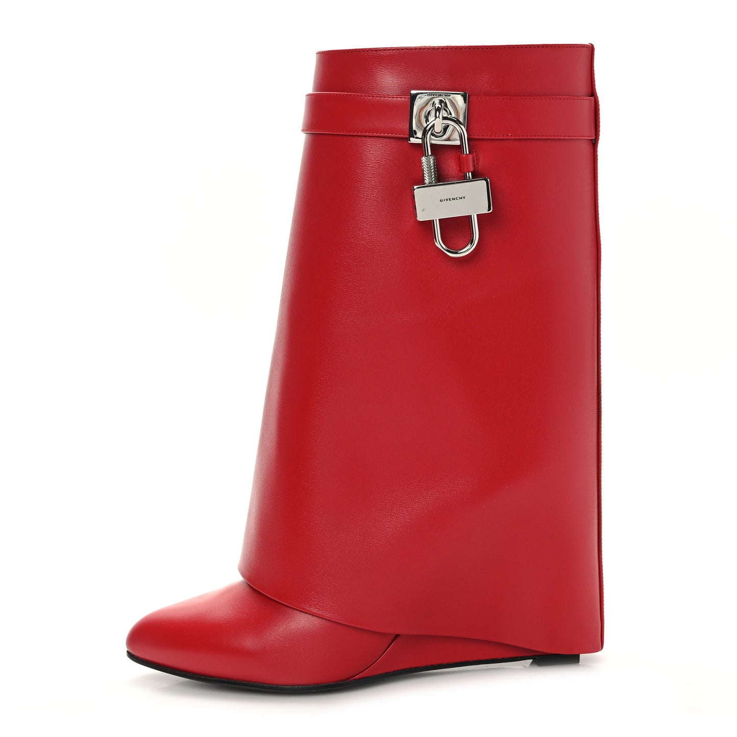 Calfskin Shark Lock Ankle Boots 40.5 Red