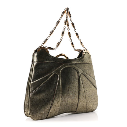 Gucci Metallic Calfskin Bamboo Chain Tom Ford Shoulder Bag Gold 3 of 10