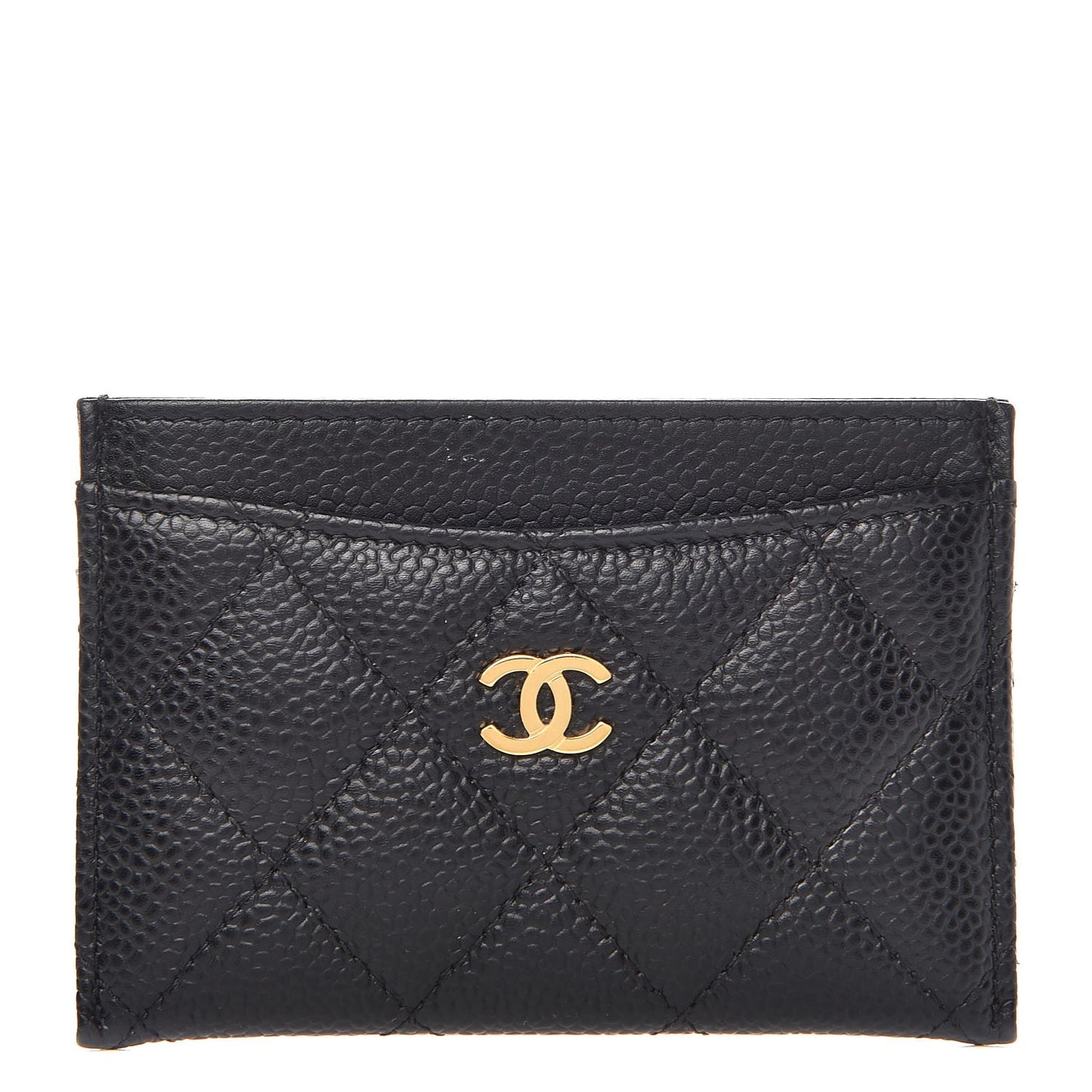 Caviar Quilted Card Holder Black
