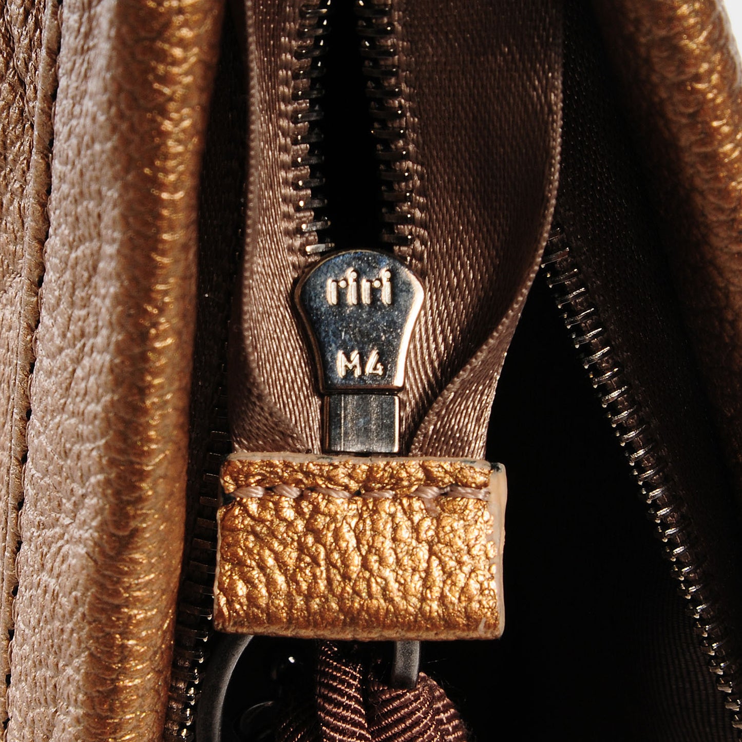 Metallic Sheepskin Quilted Pouch Bronze