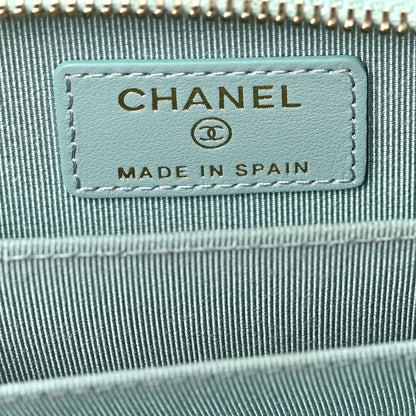 Chanel Caviar Quilted Zip Coin Purse Light Blue 12 of 14