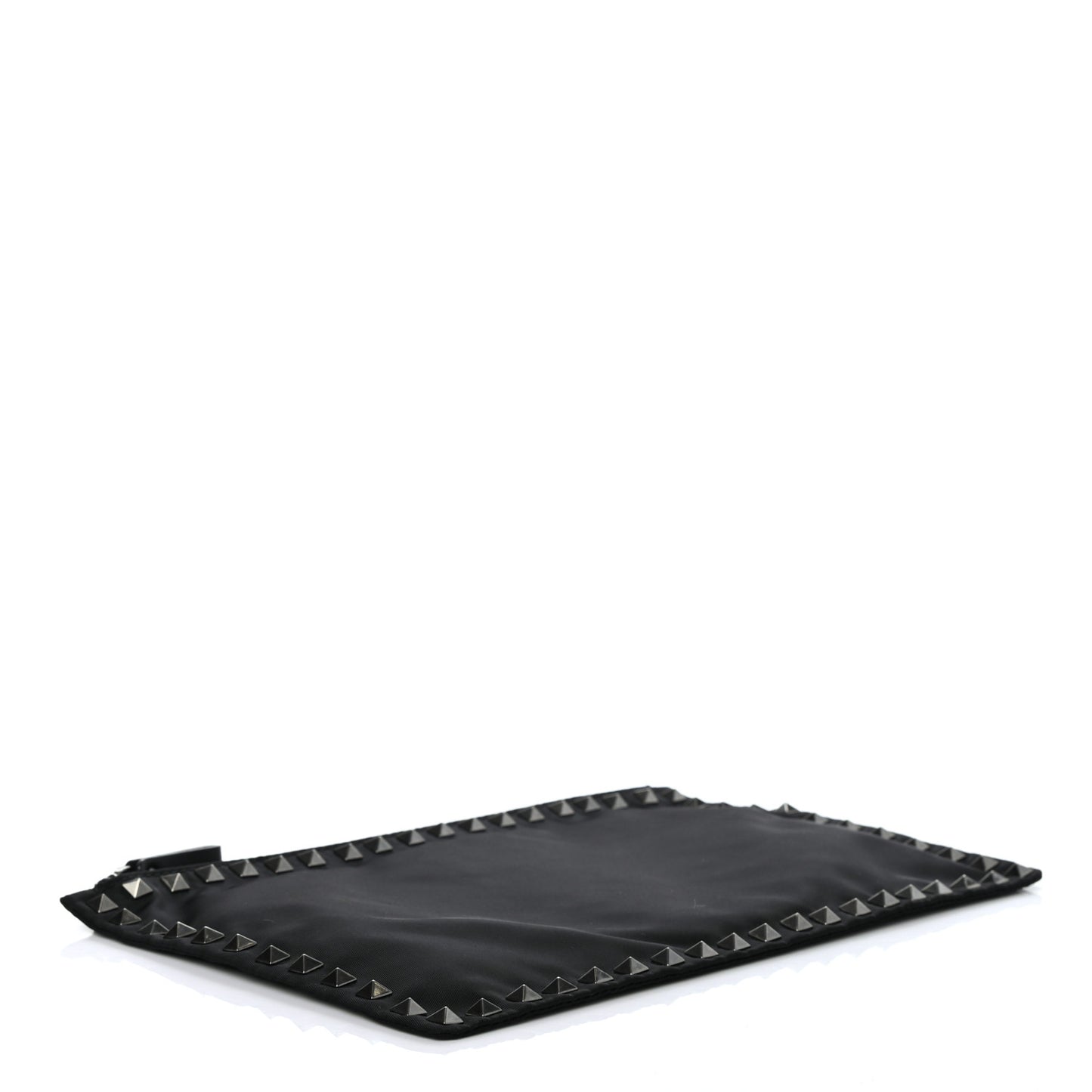 Nylon Rockstud Zip Pouch Black
