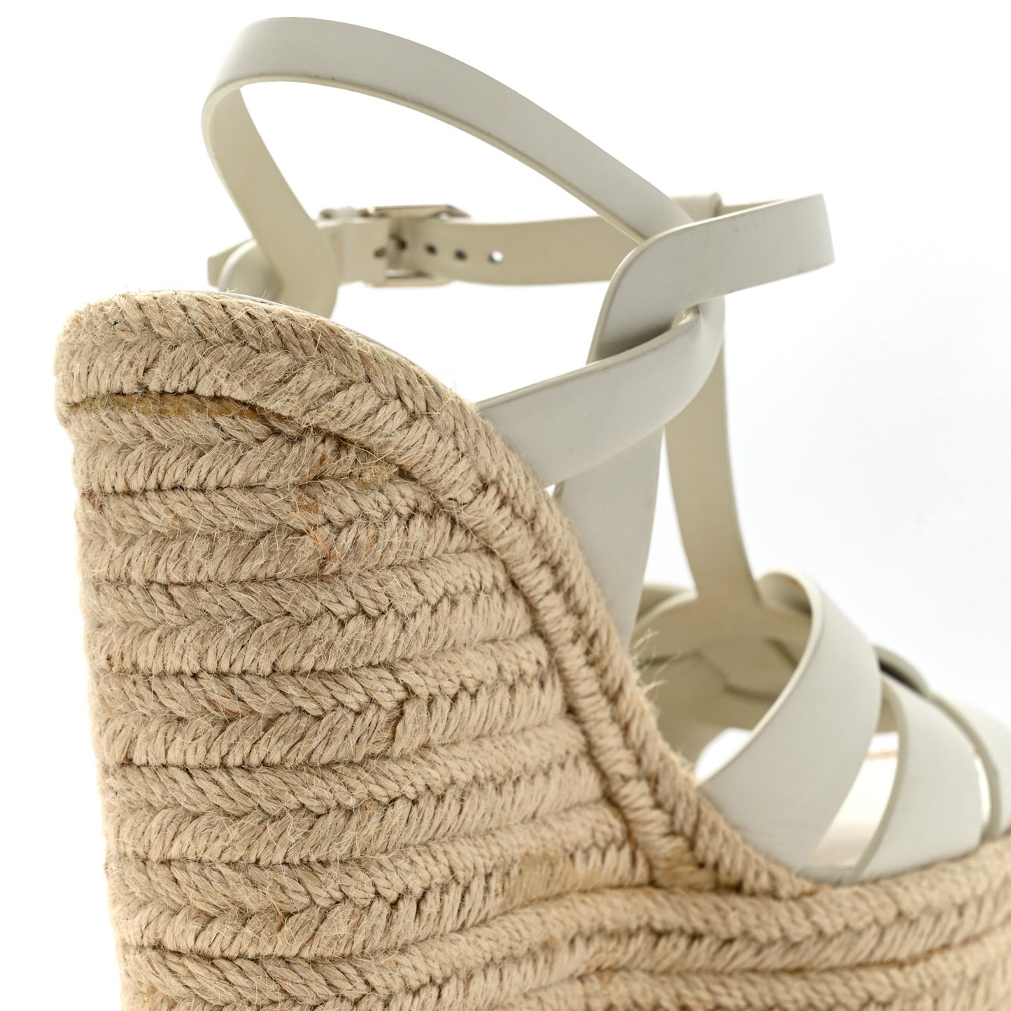 Calfskin Tribute 95 Platform Espadrille Wedge Sandals 39 Porcellana