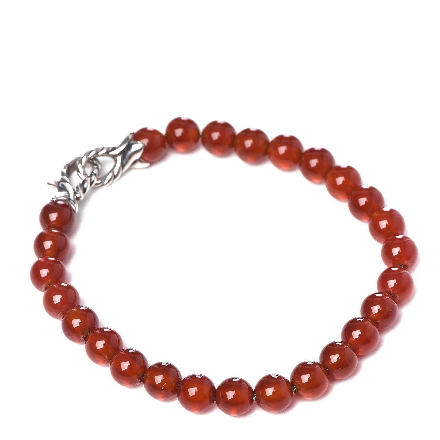 David Yurman Sterling Silver Carnelian 6mm Spiritual Beads Bracelet 1 of 4