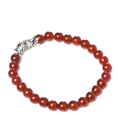 David Yurman Sterling Silver Carnelian 6mm Spiritual Beads Bracelet 1 of 4