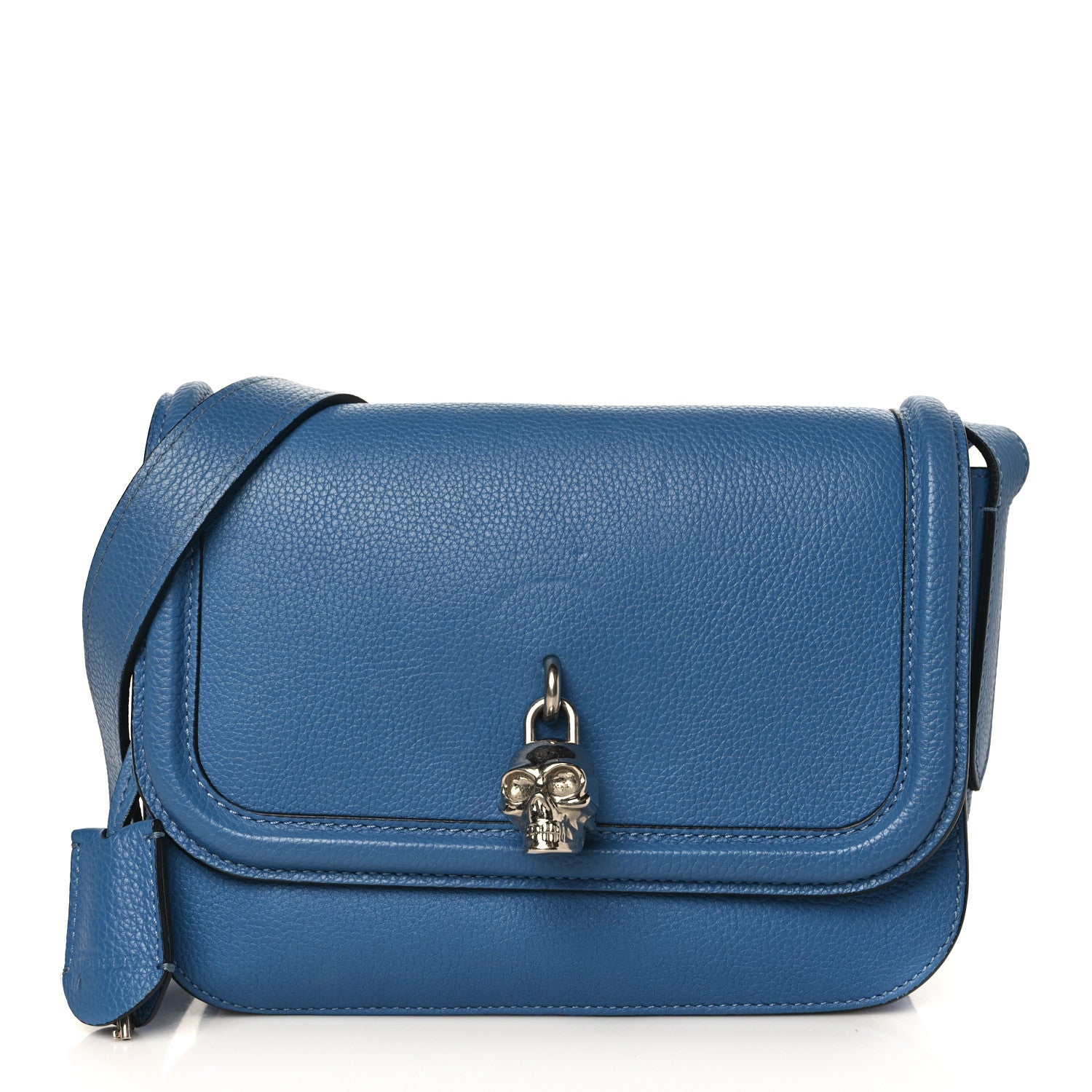 Alexander McQueen Grained Calfskin Padlock Crossbody Bag Blue 1 of 11