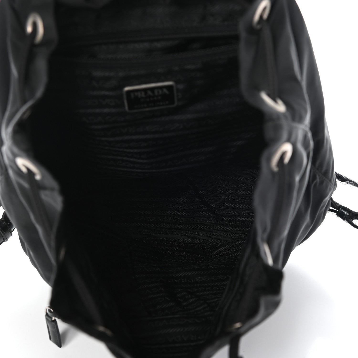 Prada Nylon Vela Medium Cinch Backpack Black 5 of 9