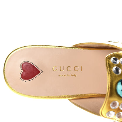 Gucci Metallic Nappa Crystal Womens Princetown Slippers 37 Gold 8 of 10