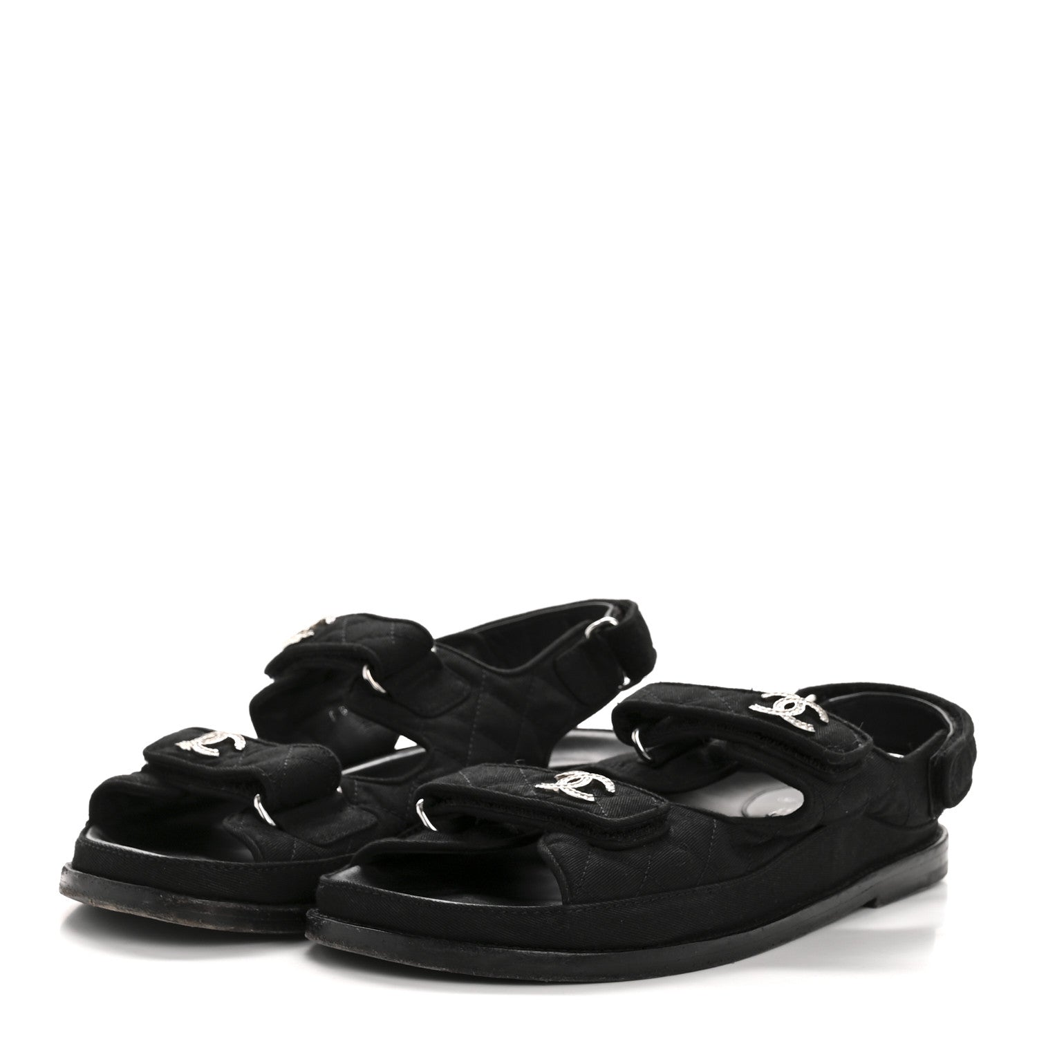 Chanel Mixed Fibers Velcro Dad Sandals 39 Black 4 of 10