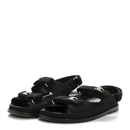 Chanel Mixed Fibers Velcro Dad Sandals 39 Black 4 of 10