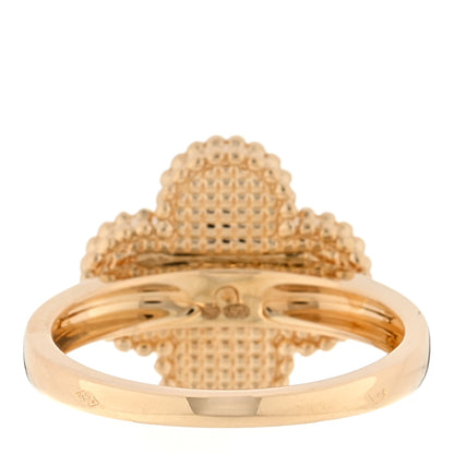Van Cleef & Arpels 18K Yellow Gold Diamond Malachite Vintage Alhambra Ring 54 6.75 3 of 5