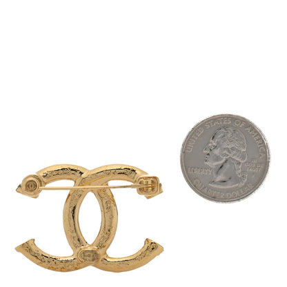 Chanel Metal Tweed Effect CC Brooch Gold 2 of 4