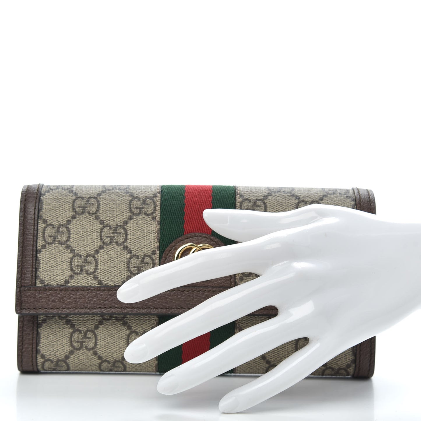 GG Supreme Monogram Web Ophidia Continental Wallet Brown