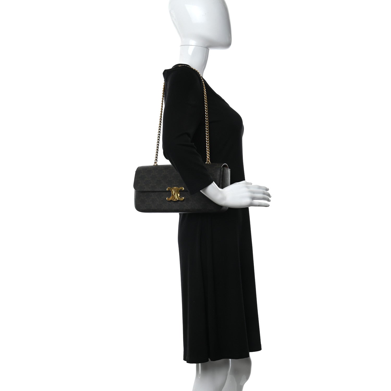 Celine Triomphe Canvas Chain Bag Tan 2 of 9