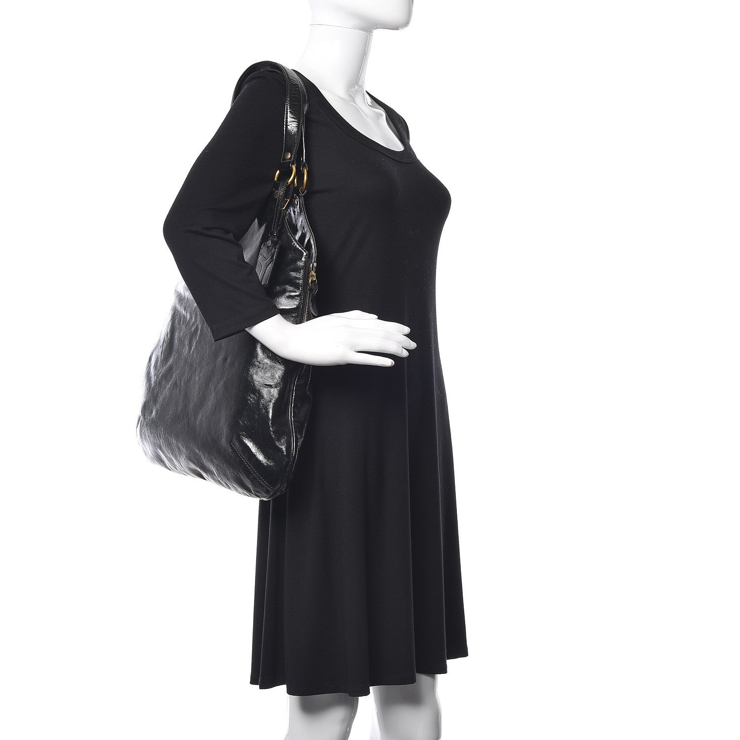 Saint Laurent Patent Tribute Tote Black 2 of 13