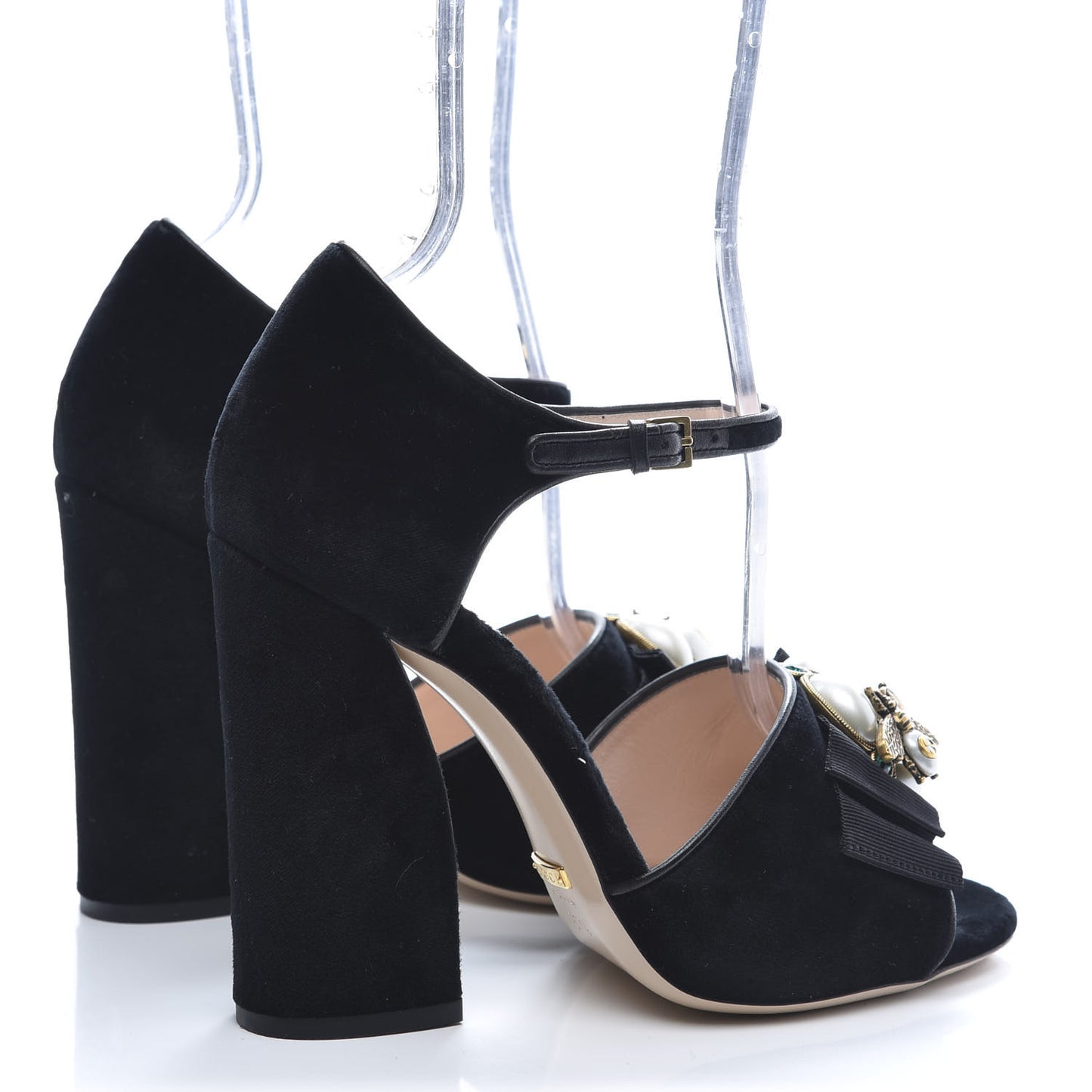 Velvet Pearl Bee Embellished Sandals 37.5 Black