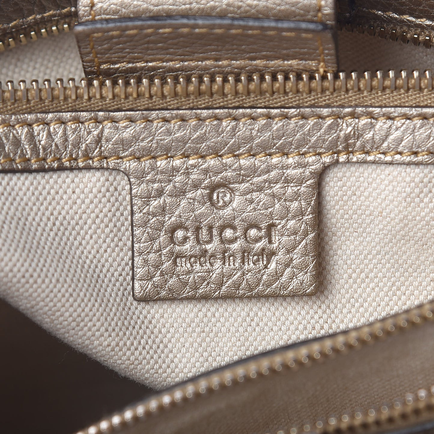 Metallic Pebbled Calfskin Medium Bamboo Shopper Tote Golden Beige