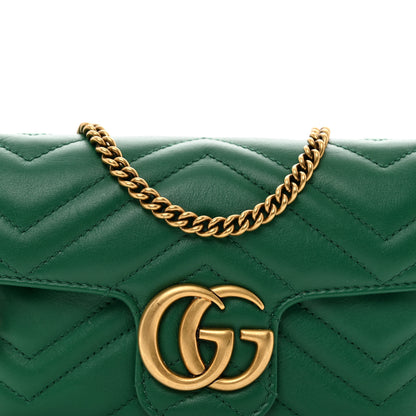 Gucci Calfskin Matelasse Super Mini GG Marmont Shoulder Bag Emerald Green 8 of 11