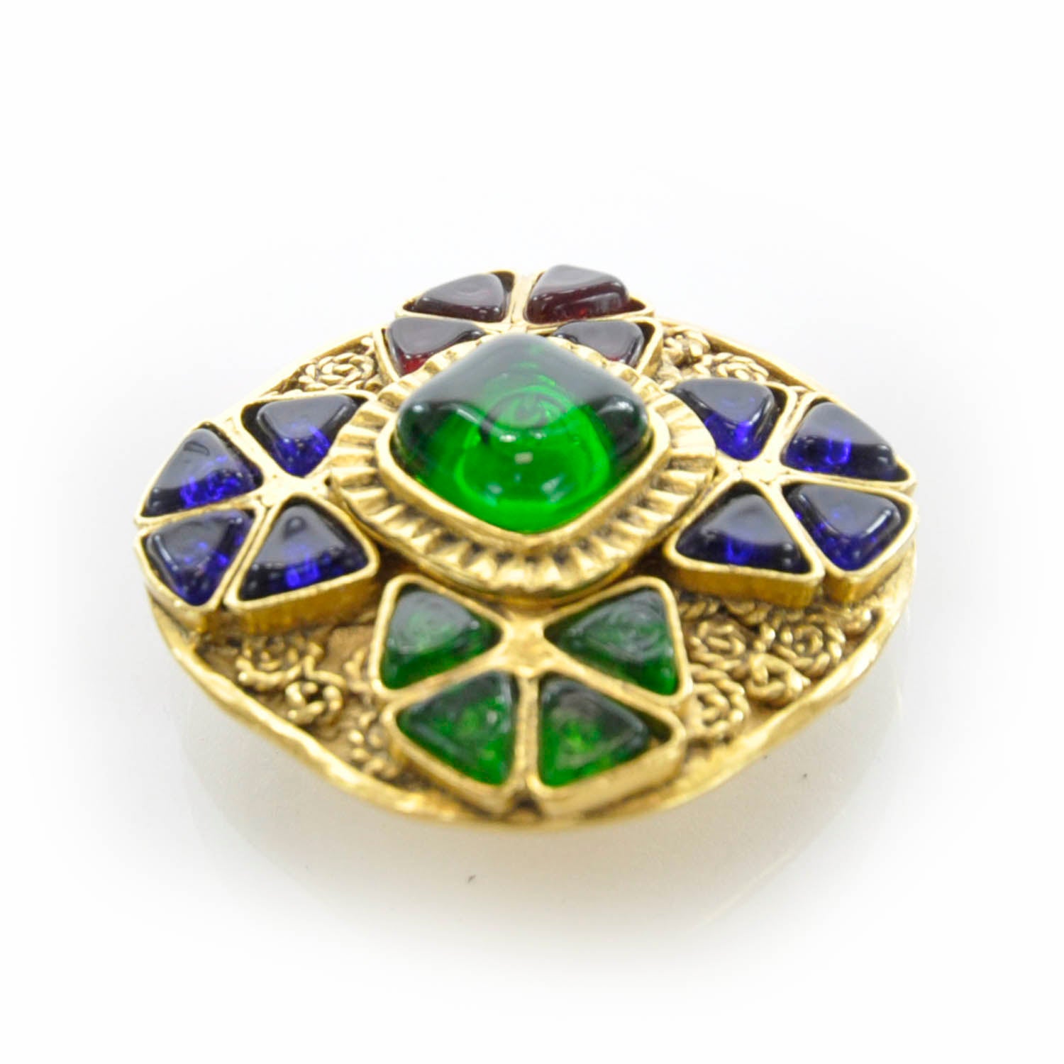 Chanel Gripoix Poured Glass Brooch Gold 94A 3 of 7