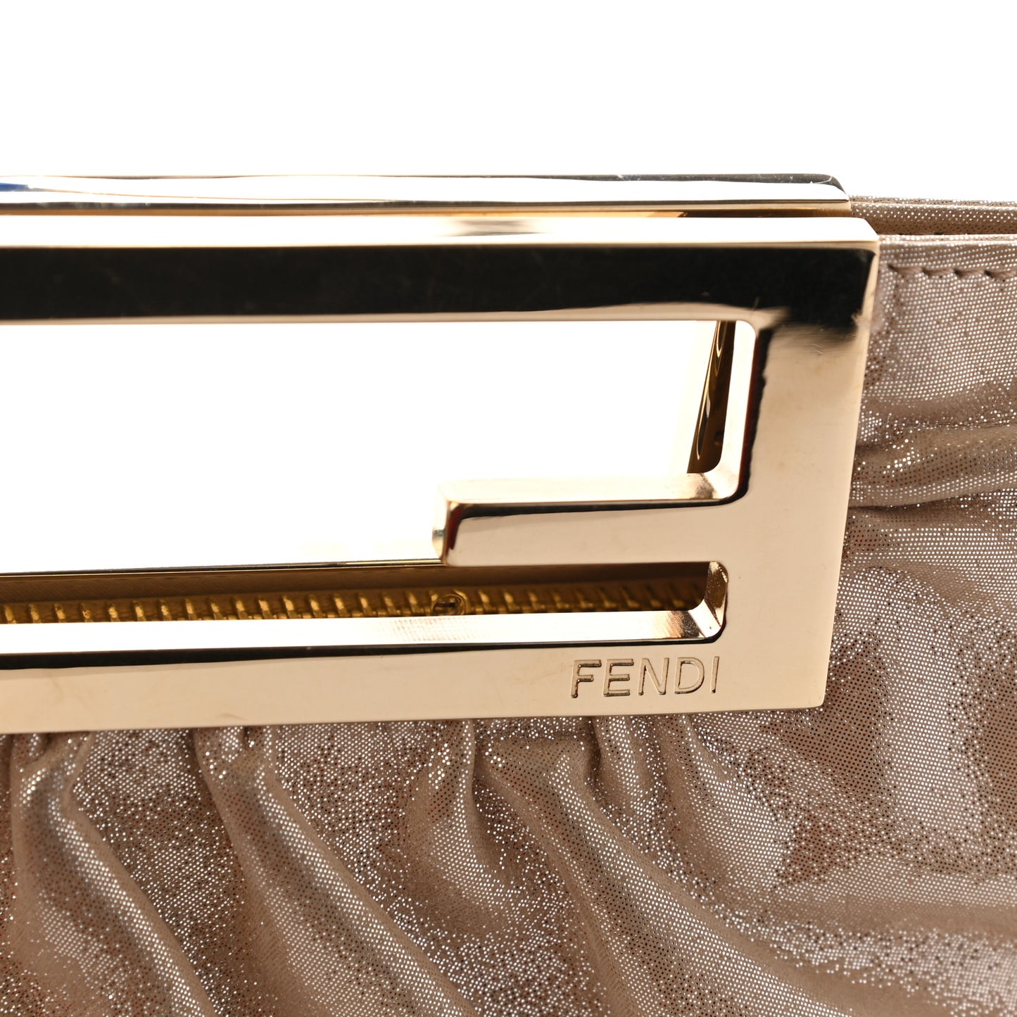 Metallic Lurex FF Cutout Baguette Clutch Gold