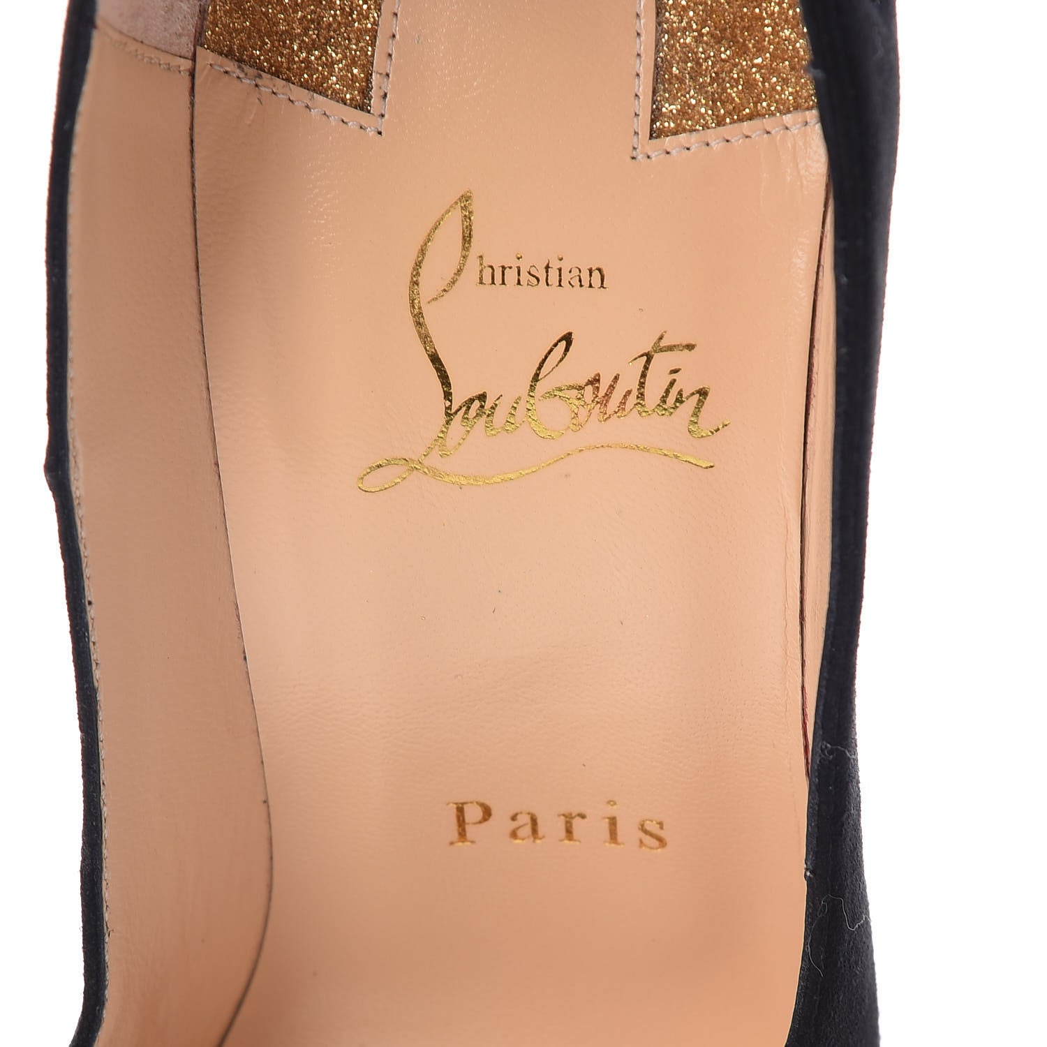 Christian Louboutin Suede Glitter Neotrente 100 Pumps 38 Black Gold 9 of 10