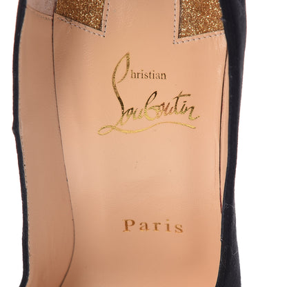 Christian Louboutin Suede Glitter Neotrente 100 Pumps 38 Black Gold 9 of 10