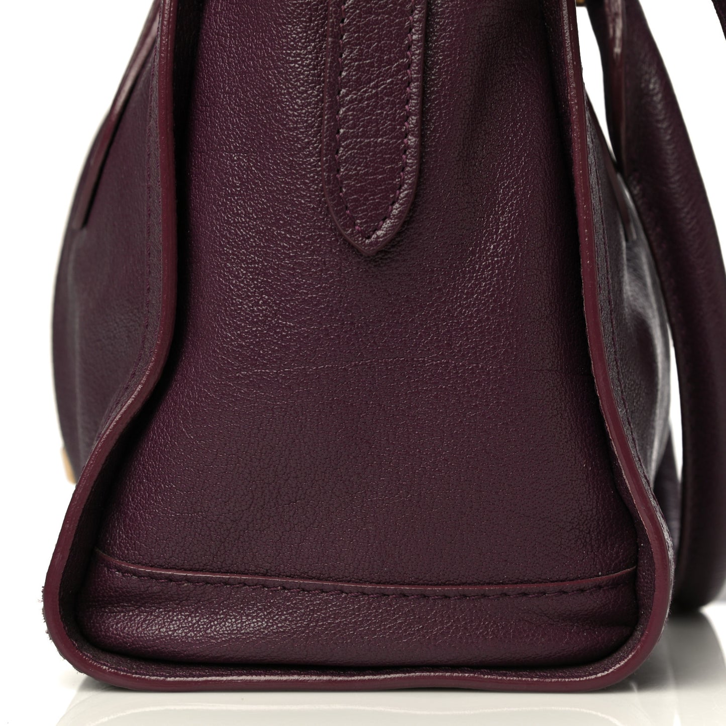 Grainy Calfskin Small Pilgrim Bowling Bag Plum