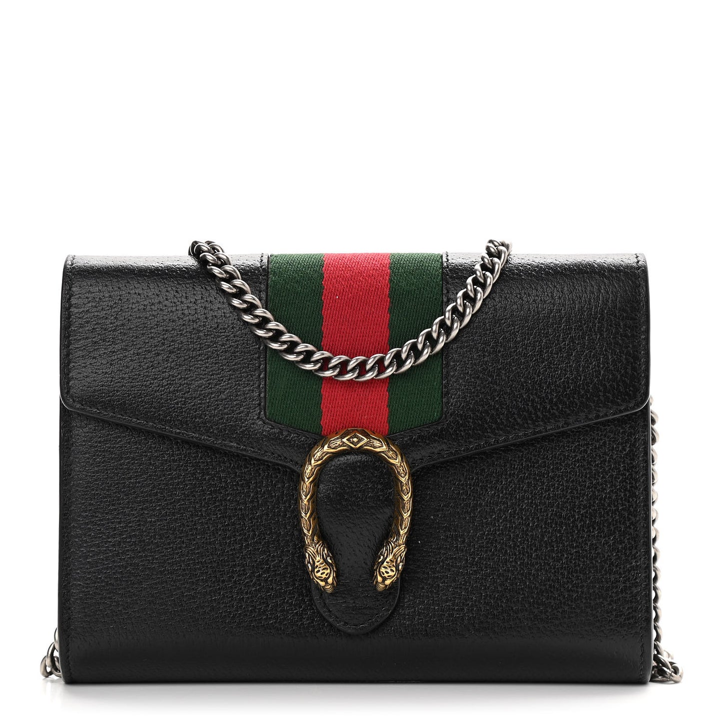 Calfskin Web Mini Dionysus Chain Wallet Black