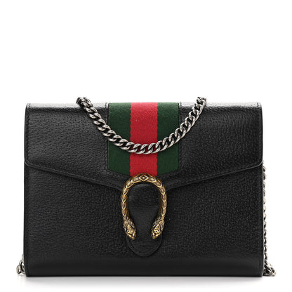 Gucci Calfskin Web Mini Dionysus Chain Wallet Black 1 of 12