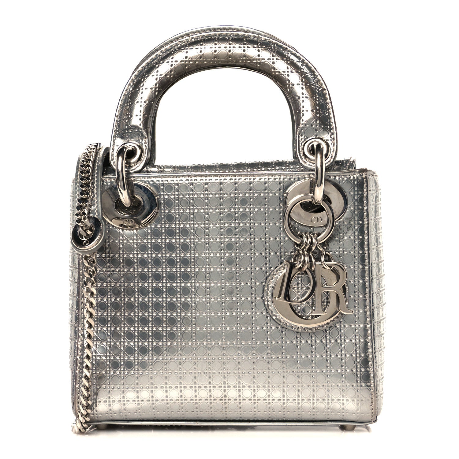Christian Dior Metallic Patent Micro-Cannage Mini Lady Dior Silver 1 of 10