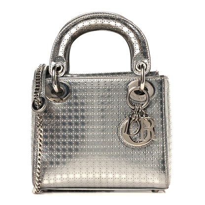 Christian Dior Metallic Patent Micro-Cannage Mini Lady Dior Silver 1 of 10