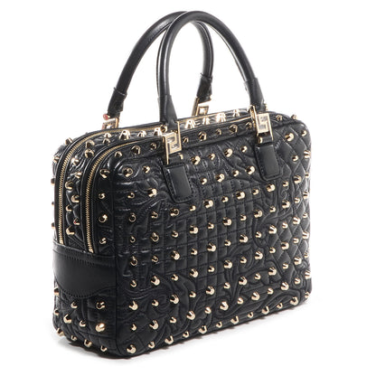Versace Barocco Quilted Leather Studded Vanitas Demetra Black 3 of 8