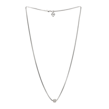 David Yurman Sterling Silver 18K White Gold Diamond Pave Ball Box Chain Necklace 3 of 5