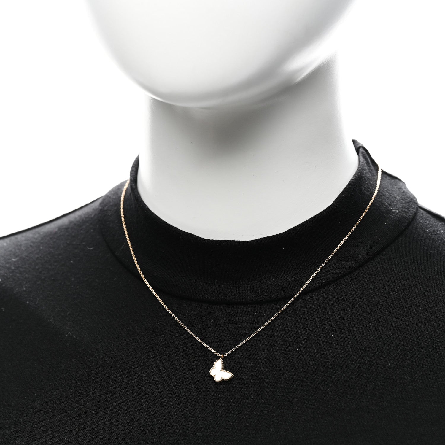Van Cleef & Arpels 18K Yellow Gold Mother of Pearl Sweet Alhambra Butterfly Pendant Necklace 2 of 6