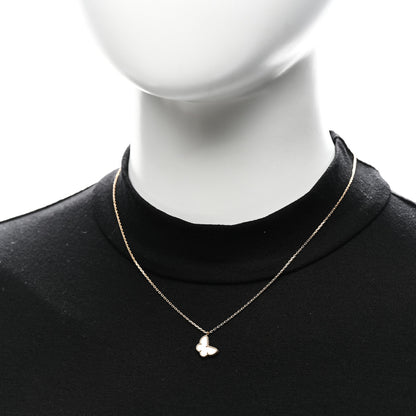 Van Cleef & Arpels 18K Yellow Gold Mother of Pearl Sweet Alhambra Butterfly Pendant Necklace 2 of 6