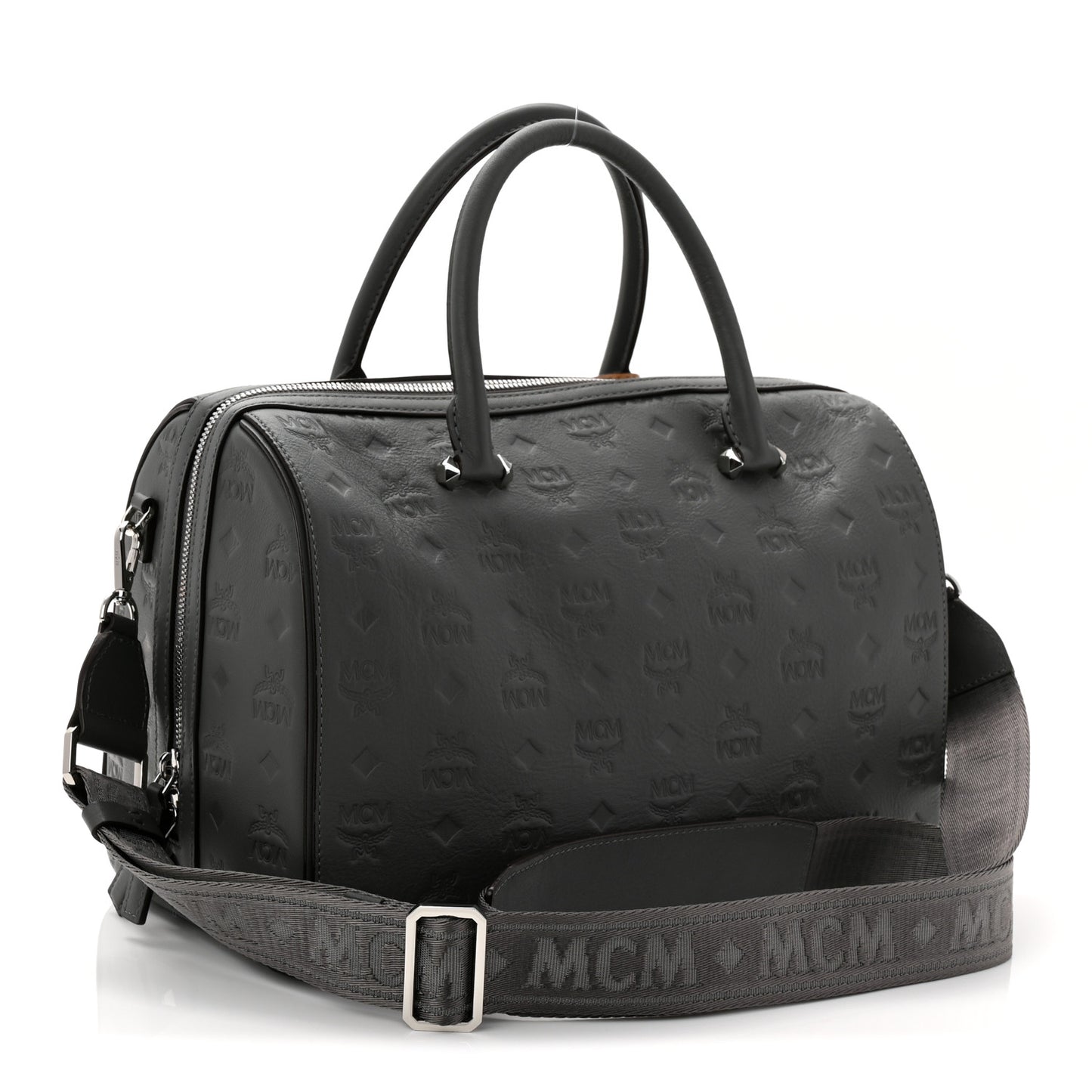 Calfskin Ottomar Monogram Essential Boston Bag Grey