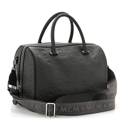 MCM Calfskin Ottomar Monogram Essential Boston Bag Grey 3 of 9