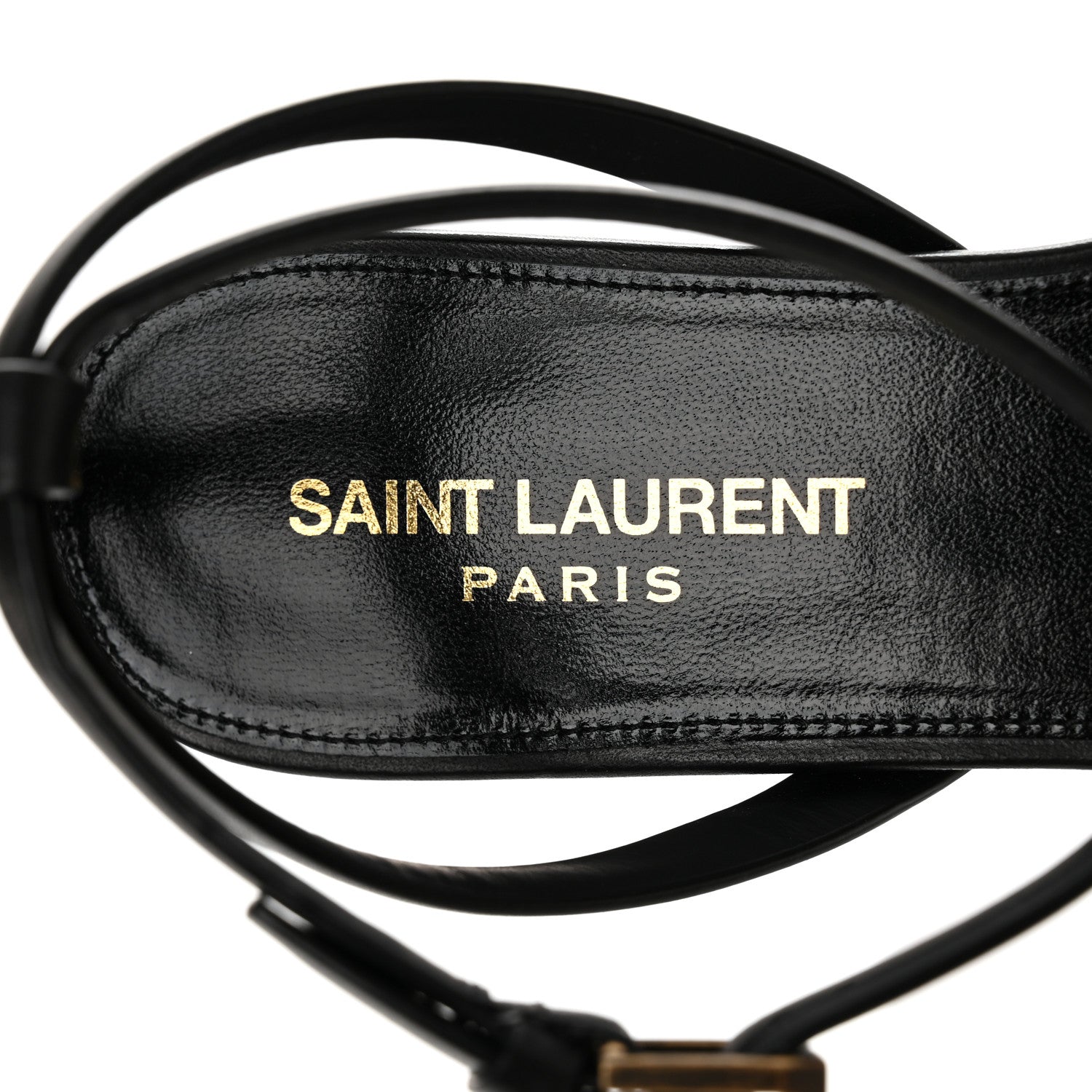 Saint Laurent Calfskin Tribute 05 Ankle Strap Flat Sandals 37 Black 6 of 9